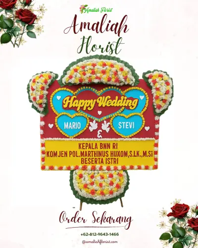 Karangan Papan Bunga Pernikahan di Landih